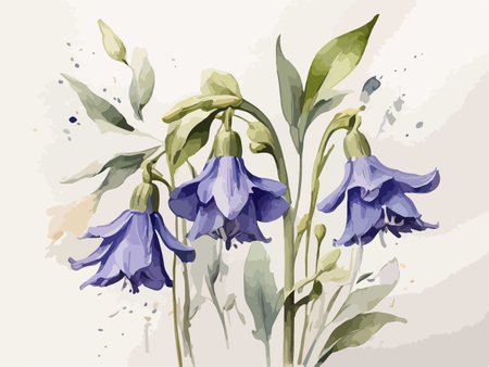 Illustration of bluebell flowers on a white background, watercolorのイラスト素材