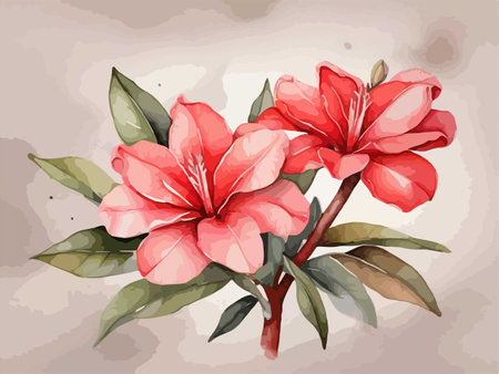 Illustration of rhododendron flowers in watercolor styleのイラスト素材
