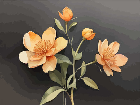 Beautiful flowers on a dark background. Hand drawn vector illustration.のイラスト素材