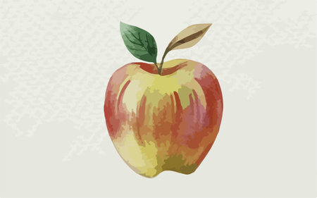 Illustration of an apple with watercolors on a white backgroundのイラスト素材