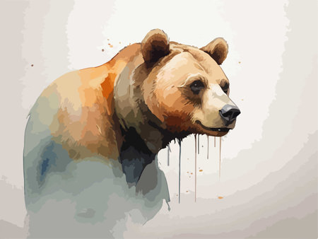 Illustration of a brown bear in watercolor style, vector illustrationのイラスト素材