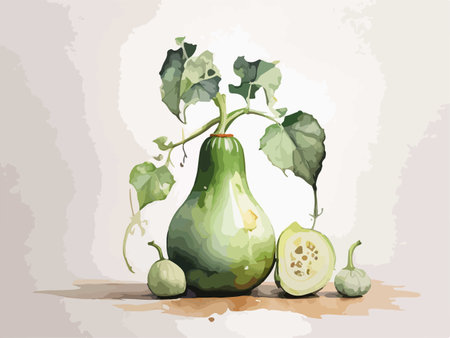Illustration of zucchini in watercolor style. Vector illustration.のイラスト素材