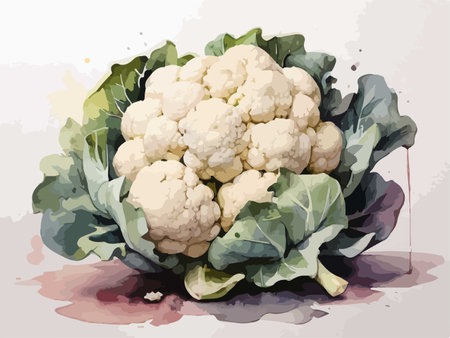Illustration of cauliflower in watercolor style. Vector illustration.のイラスト素材