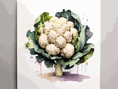 Illustration of a Cauliflower in watercolor style, vector illustrationのイラスト素材