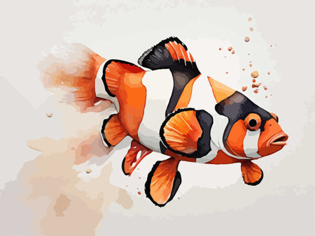 Clown fish in watercolor style. Vector illustration on white background.のイラスト素材