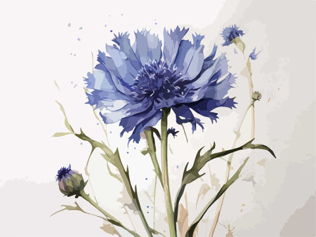 Blue cornflowers on a white background. Watercolor illustration.のイラスト素材