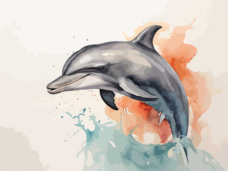 Dolphin in watercolor style. Vector illustration for your design.のイラスト素材