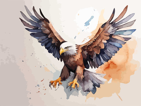 Bald Eagle Watercolor Vector Illustration. Wild Bird. American Eagleのイラスト素材