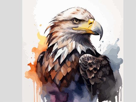 Eagle head in watercolor style. Hand drawn vector illustration.