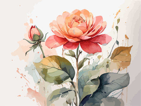Beautiful watercolor rose on white background. Hand-drawn illustration.のイラスト素材