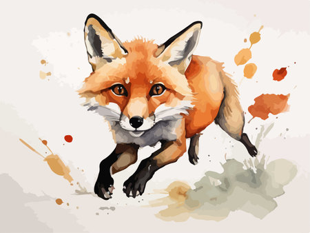 Cute fox. Vector illustration of a wild animal in a watercolor style.のイラスト素材