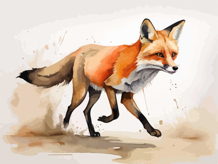 Illustration of a cute red fox in watercolor style. Vector illustration.のイラスト素材