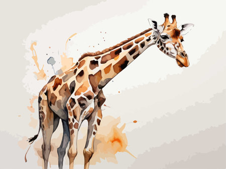 Giraffe in watercolor style. Hand drawn vector illustration.のイラスト素材