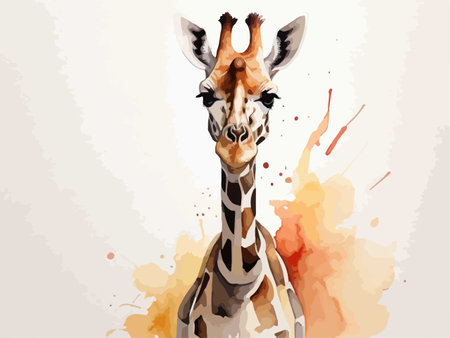 Giraffe in watercolor style. Vector illustration on white background.のイラスト素材