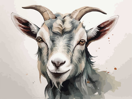 Portrait of a goat on a white background. Vector illustration.のイラスト素材