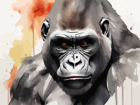 illustration of a gorilla in a watercolor style, vector illustrationのイラスト素材