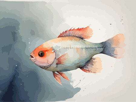 Illustration of a fish in watercolor style. Vector illustration.のイラスト素材