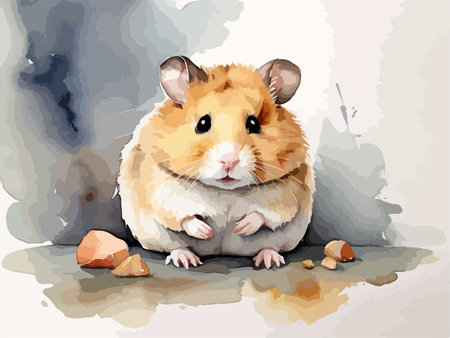 Hamster sitting on the floor. Vector illustration of hamster.のイラスト素材