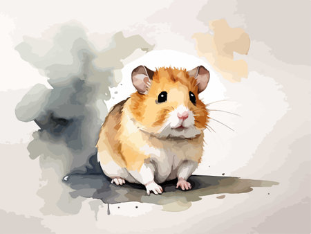 Hamster. Vector illustration of a pet hamster on a gray background.のイラスト素材