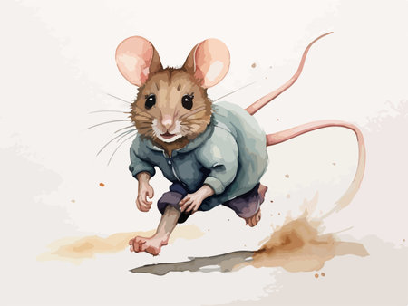 Mouse in a shirt and shorts on a white background. Vector illustrationのイラスト素材