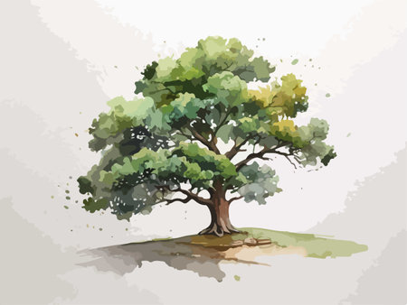 Illustration of a tree in watercolor style, vector illustration.のイラスト素材