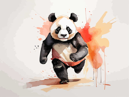 Panda bear in watercolor style. Vector illustration of a panda bear.のイラスト素材