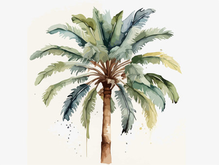 Palm tree. Hand drawn vector illustration in watercolor style.のイラスト素材