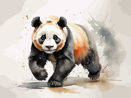 Panda in watercolor style. Hand-drawn illustration. Vector.のイラスト素材