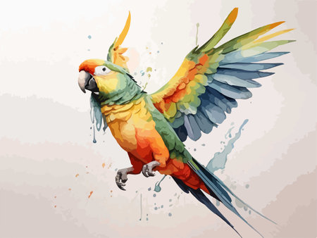 Colorful parrot isolated on the white background. Vector illustration.のイラスト素材