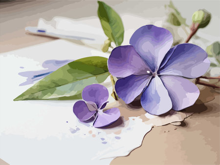 Purple flower on the background of the water. Vector illustration.のイラスト素材