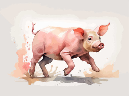 Pig. Watercolor painting. Vector illustration of a pig.のイラスト素材