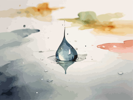Watercolor illustration of a drop of oil on a watercolor backgroundのイラスト素材