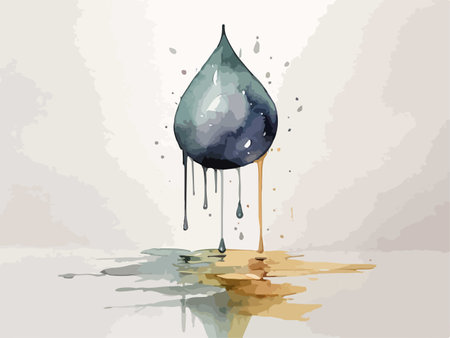 Watercolor paint dripping from a drop of water. Vector illustration.のイラスト素材