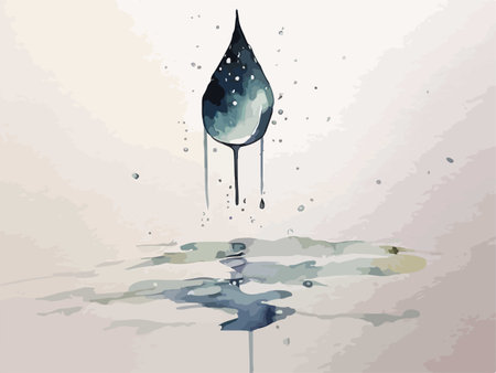 Watercolor drop of oil on the water surface. Vector illustration.のイラスト素材