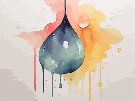 Watercolor drop of paint on watercolor background. Vector illustration.のイラスト素材