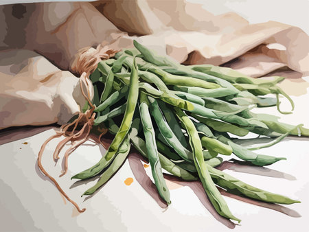 Green beans on a white background, vector illustration, eps10