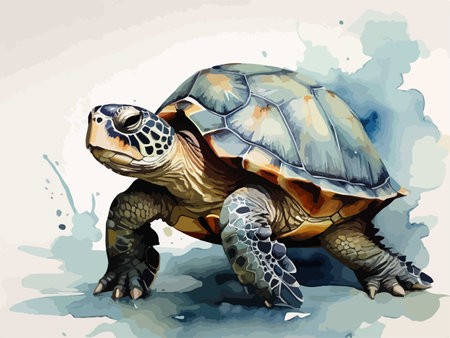 tortoise in watercolor style, vector illustration, eps10のイラスト素材