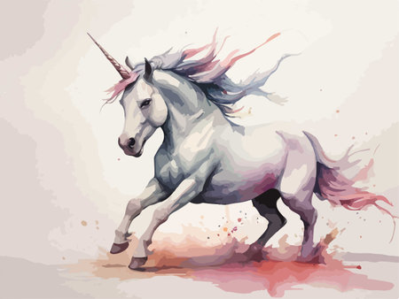 Unicorn. Hand drawn watercolor painting. Vector illustration.のイラスト素材