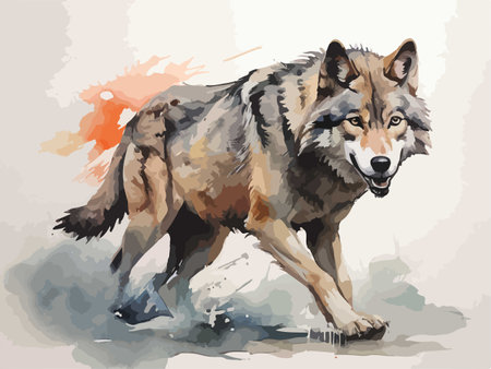 Illustration of a wolf in watercolor style. Vector illustration.のイラスト素材