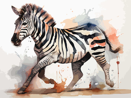 Zebra in watercolor style. Hand drawn illustration. Vector.のイラスト素材