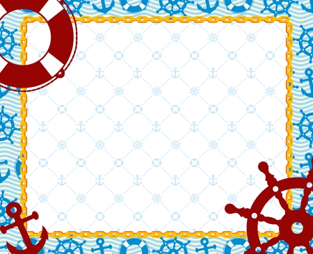 A frame with the sea and ship symbols.のイラスト素材