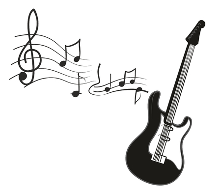 Electric guitar with notes.のイラスト素材
