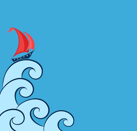 Sailing vessel in the sea.のイラスト素材