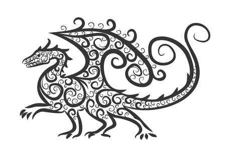 Drawing of winged dragon.のイラスト素材
