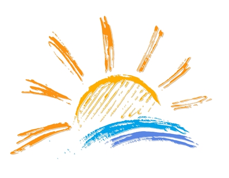 Illustration of sun and sea.のイラスト素材