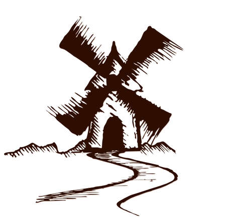 Sketch of old mill.のイラスト素材