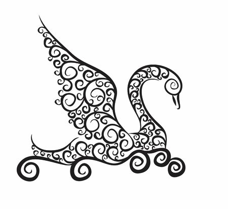 Swan drawn with patterns.のイラスト素材