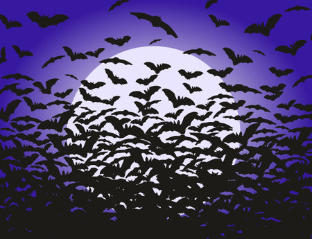 Full moon with bats.のイラスト素材