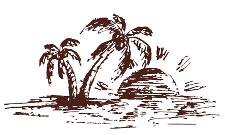 Tropical island from the dawn.のイラスト素材