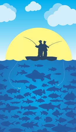 Fishing in the sea.のイラスト素材